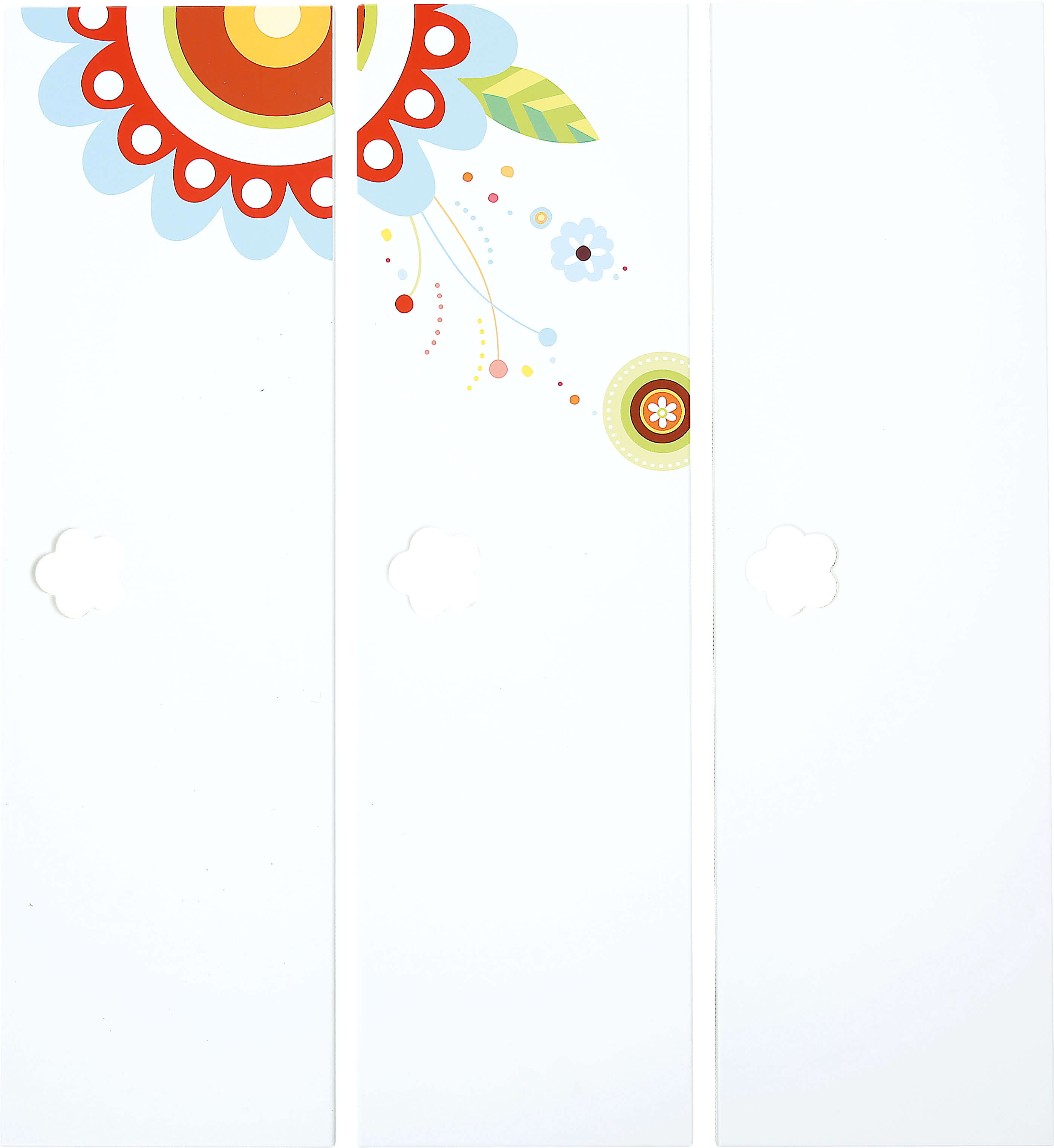 3er Türset für Garderobe Mariposa mit blumenförmigen Griffloch - Blumen-Applikation