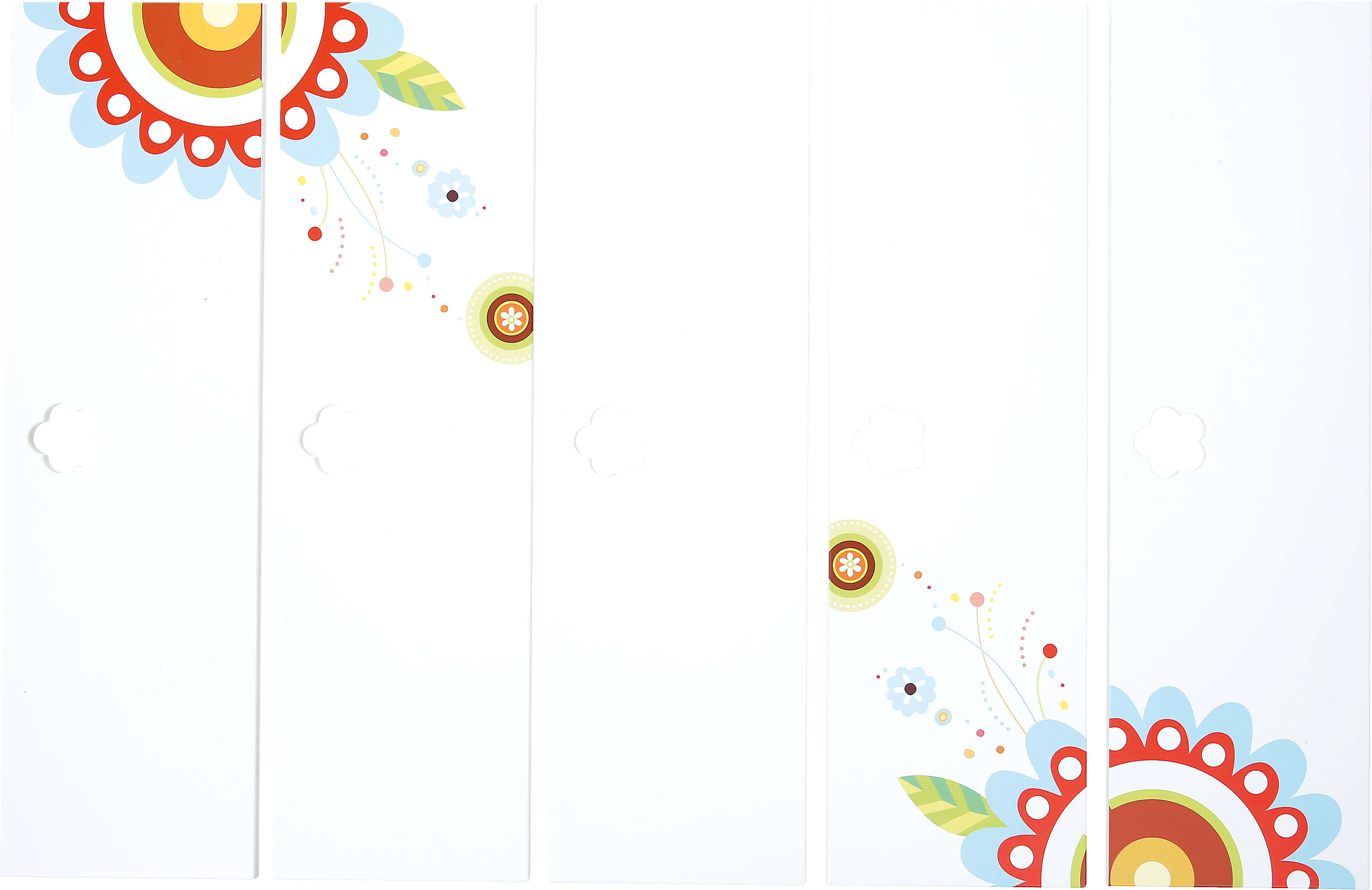 5er Türset für Garderobe Mariposa mit blumenförmigen Griffloch - Blumen-Applikation