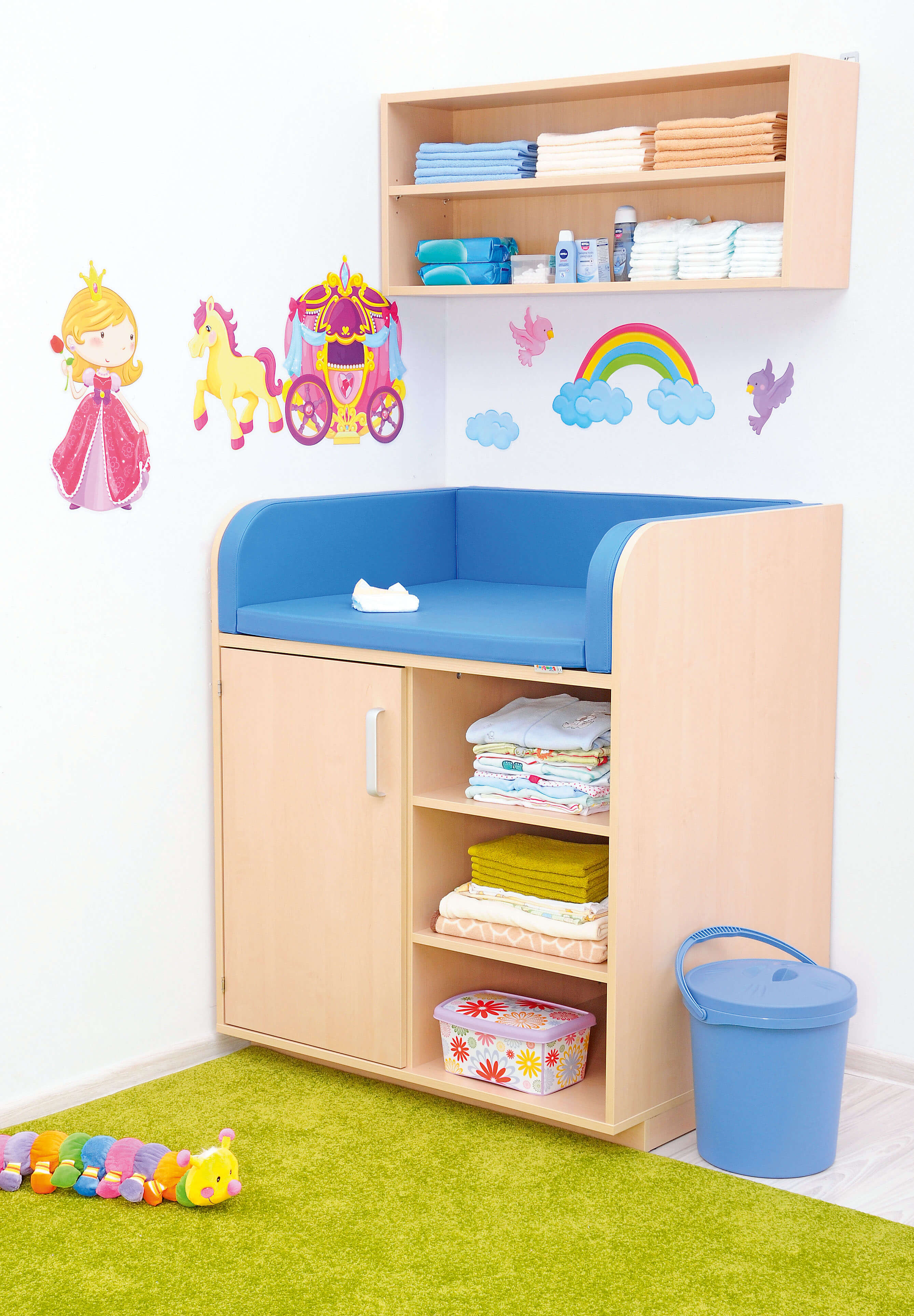 Wickelkommode optional mit Türen und Wickelauflage, versch. Farben