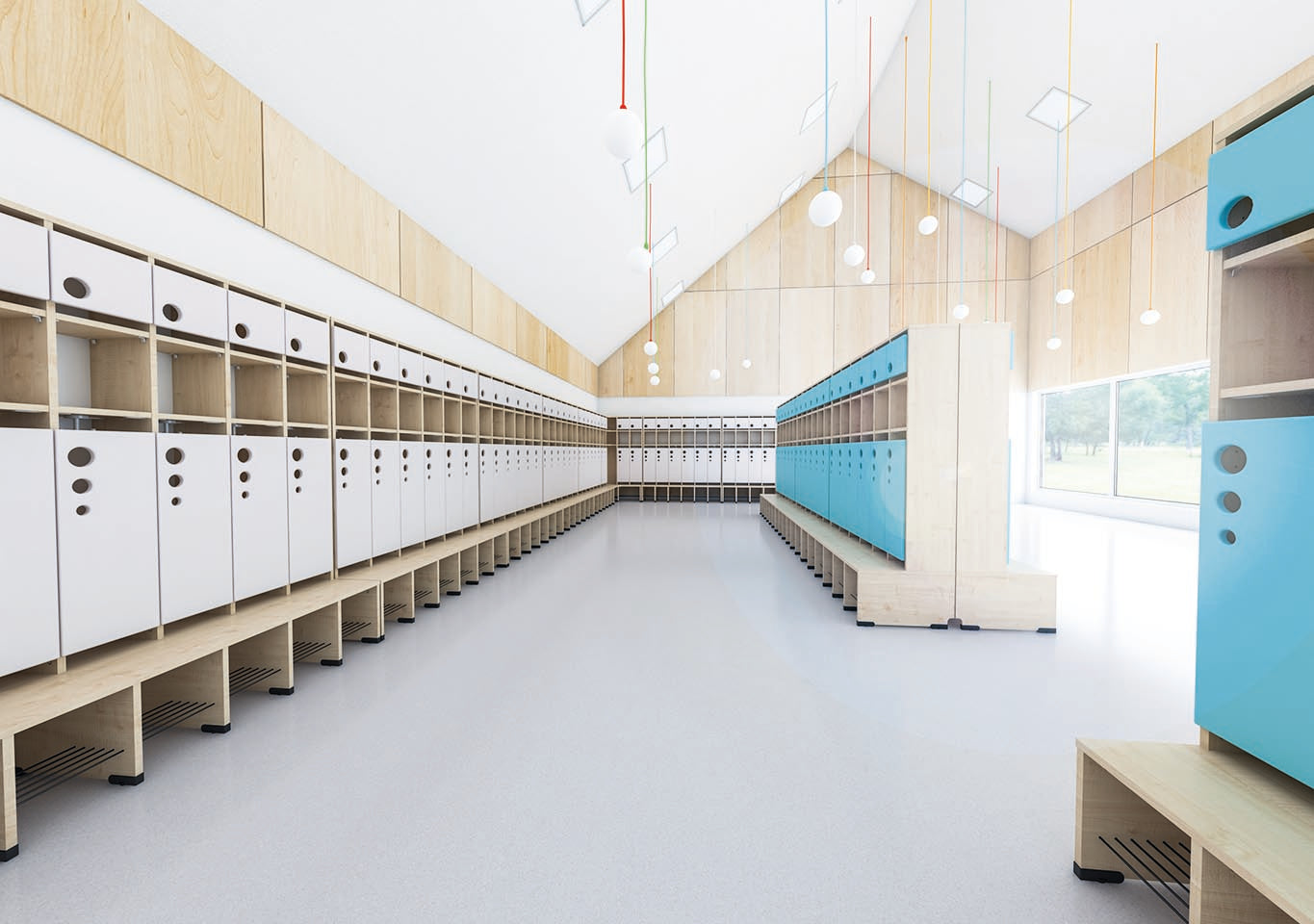 Vestiaire Maxi Bubble-Série avec banc, configurable - différentes couleurs