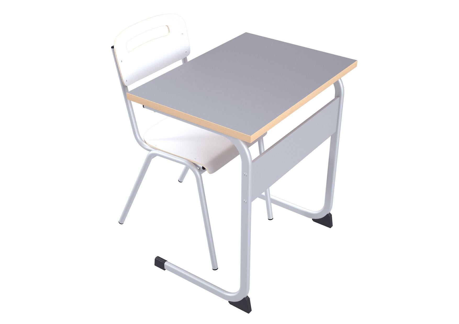 Einzeltisch mit Stuhl für Schüler im Klassenzimmer.