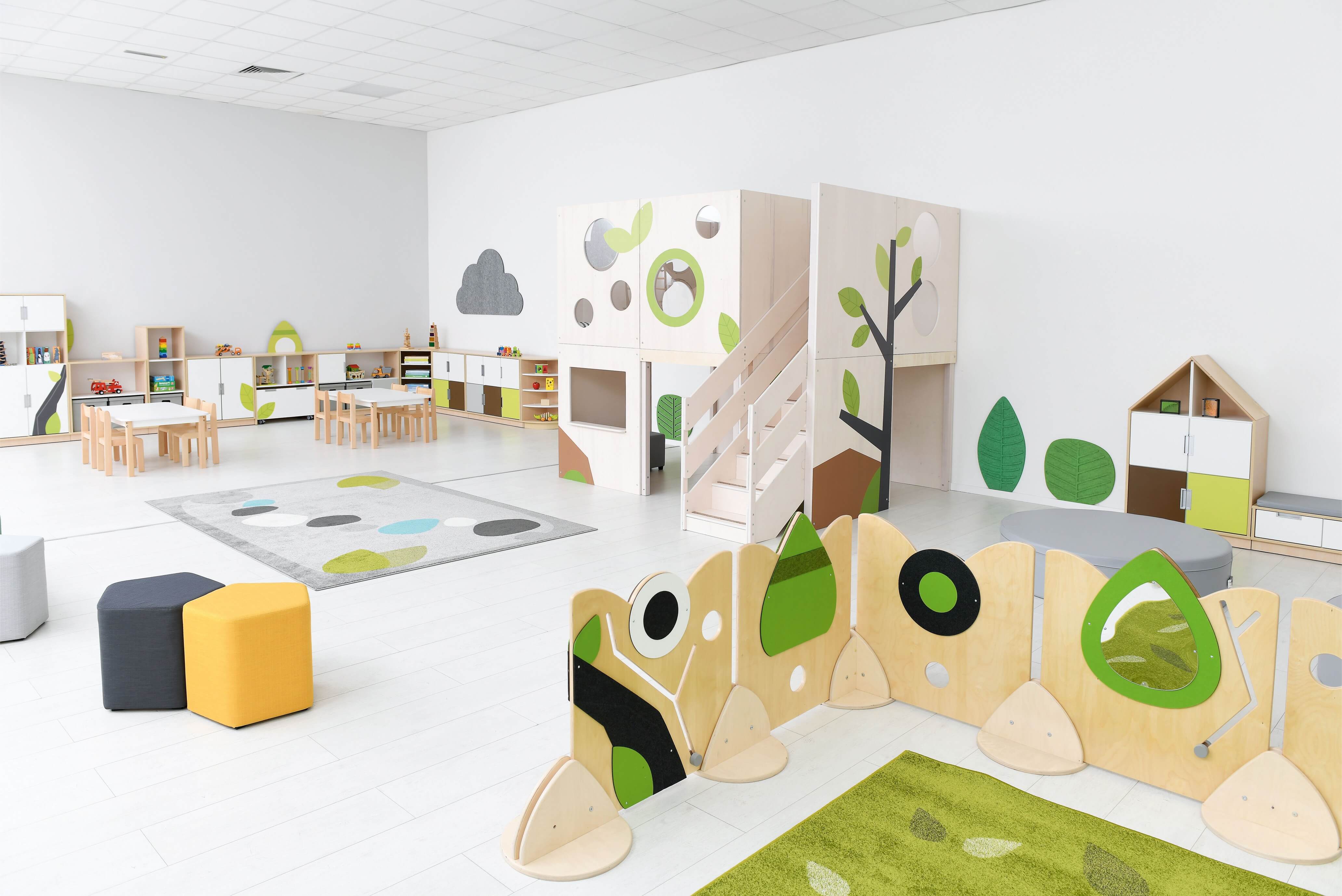 Hochebene Flora für Kindergarten Ansicht vorne rechts im Gruppenraum