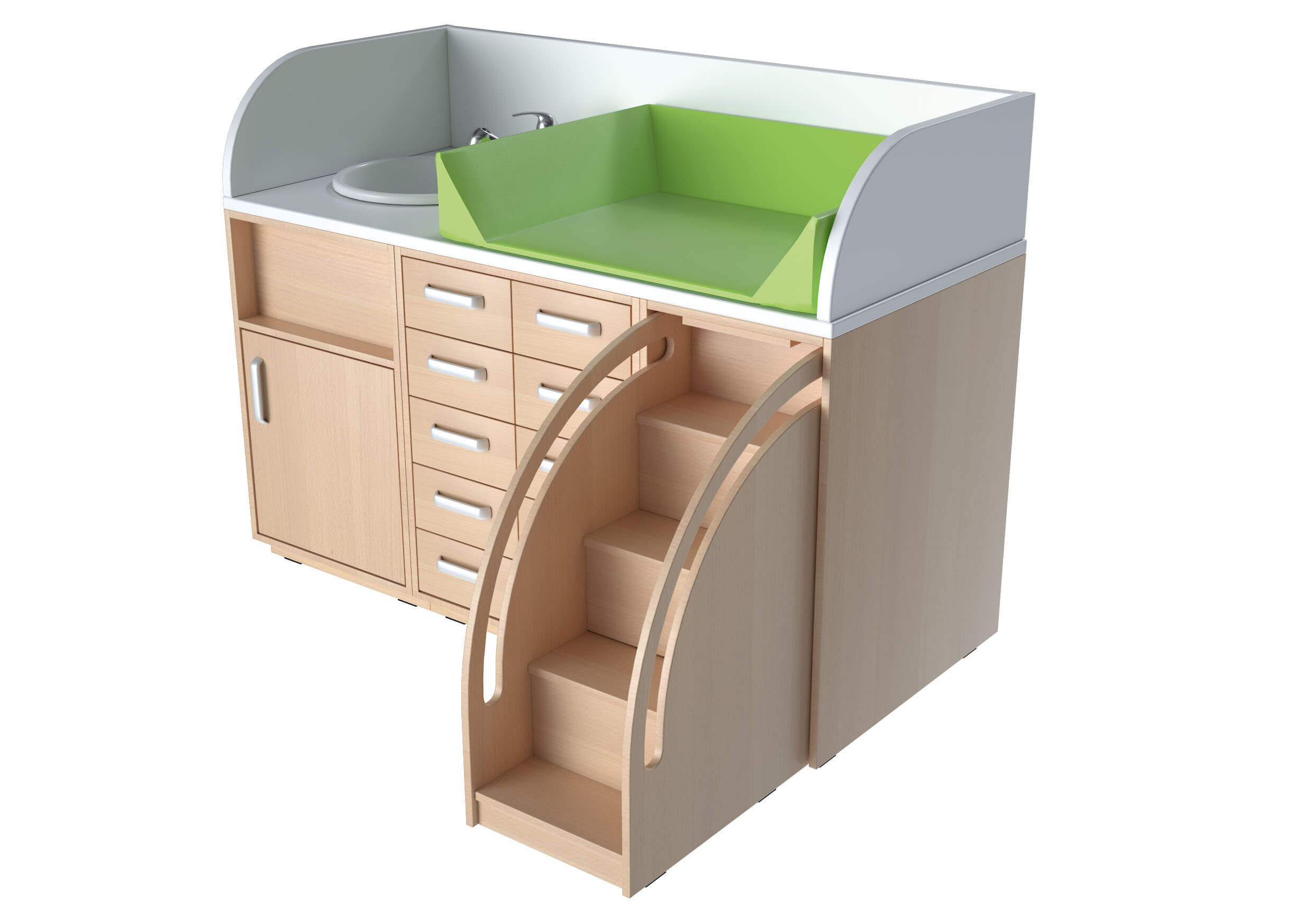 Wickelkommoden-Landschaft XL mit Waschbecken