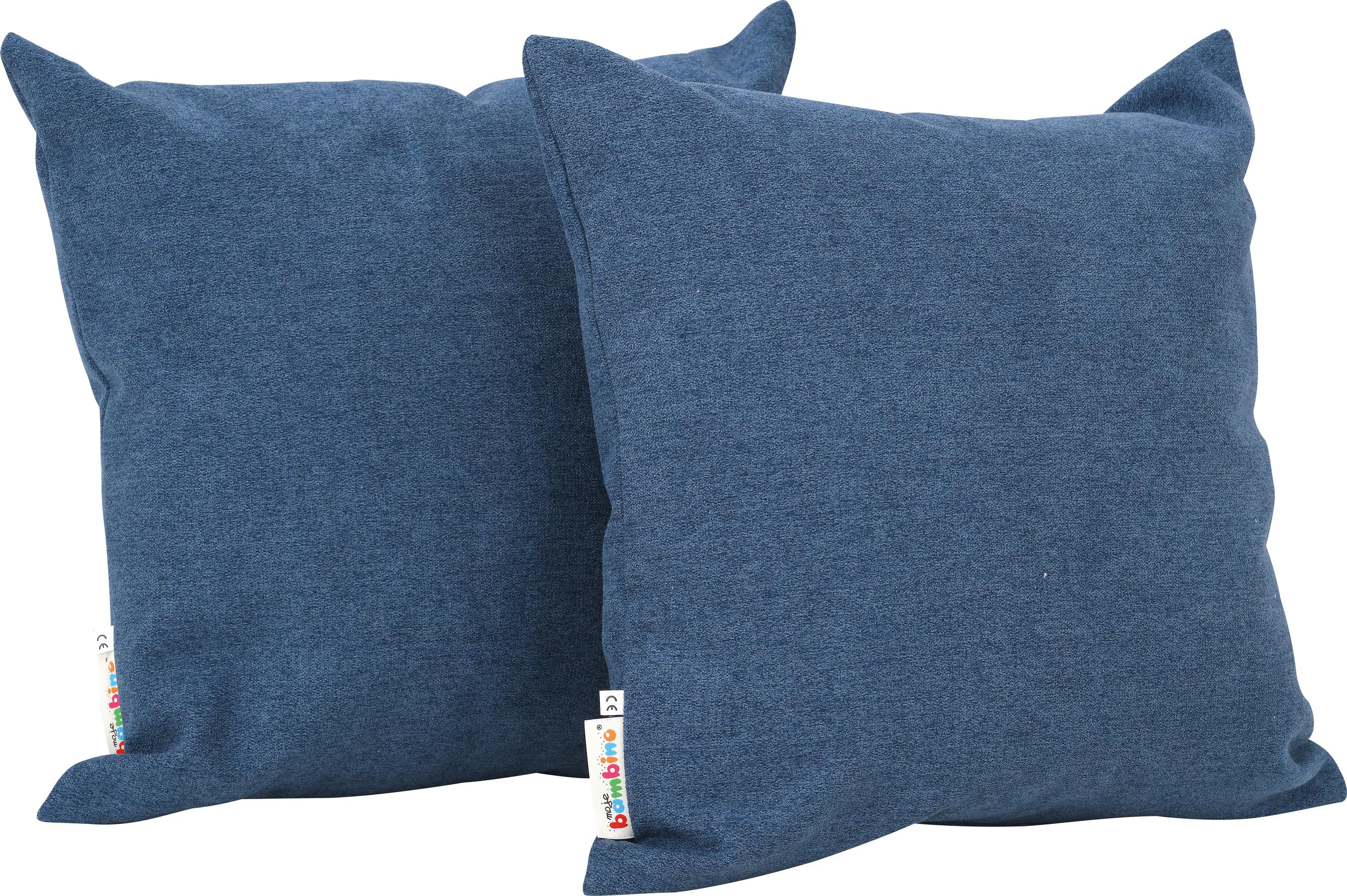 Zwei blaue Kissen für Sitzlandschaft, bequem und stilvoll.