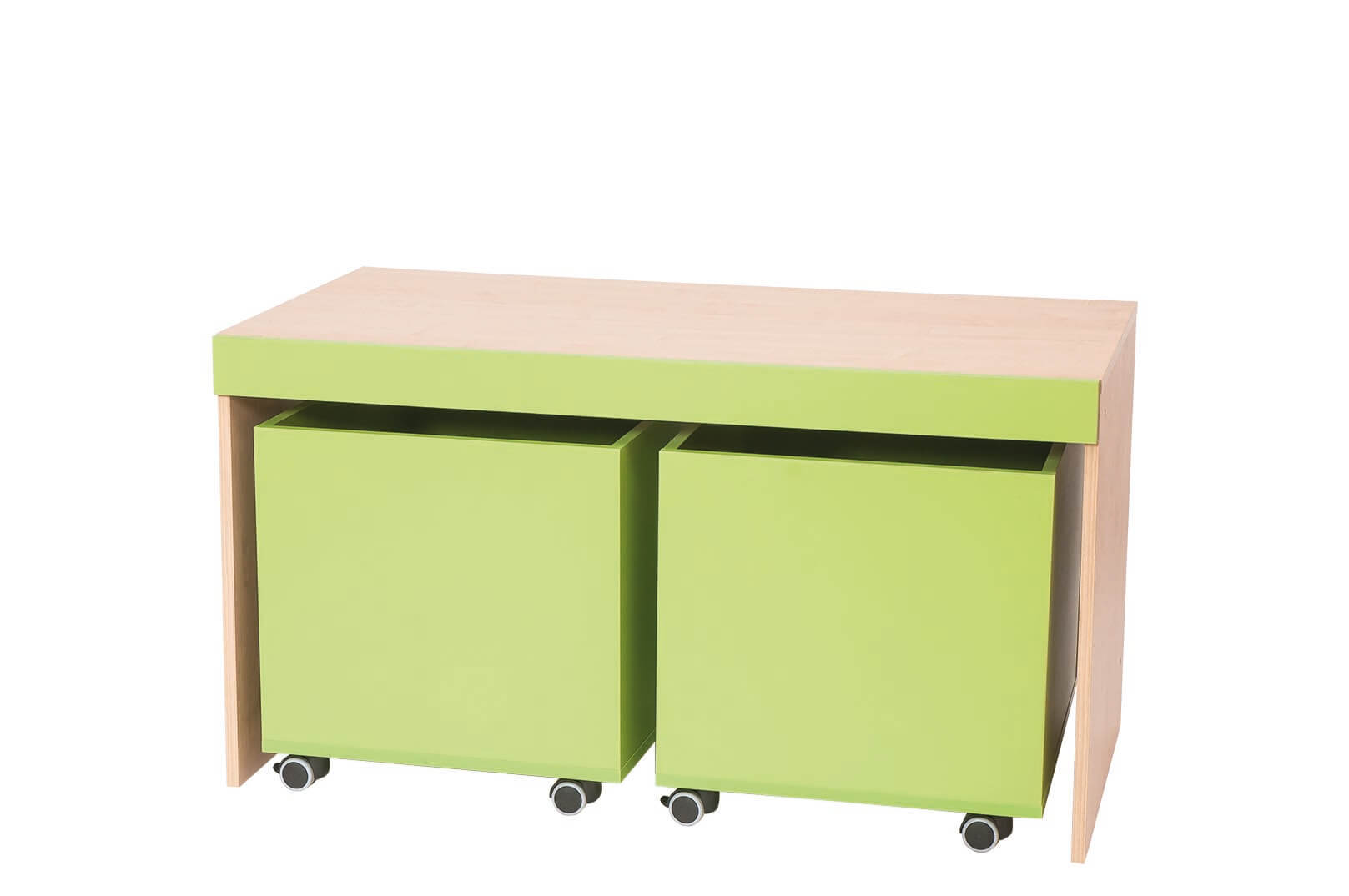 Étagère double jaune avec conteneurs - Séparateur de pièce série House