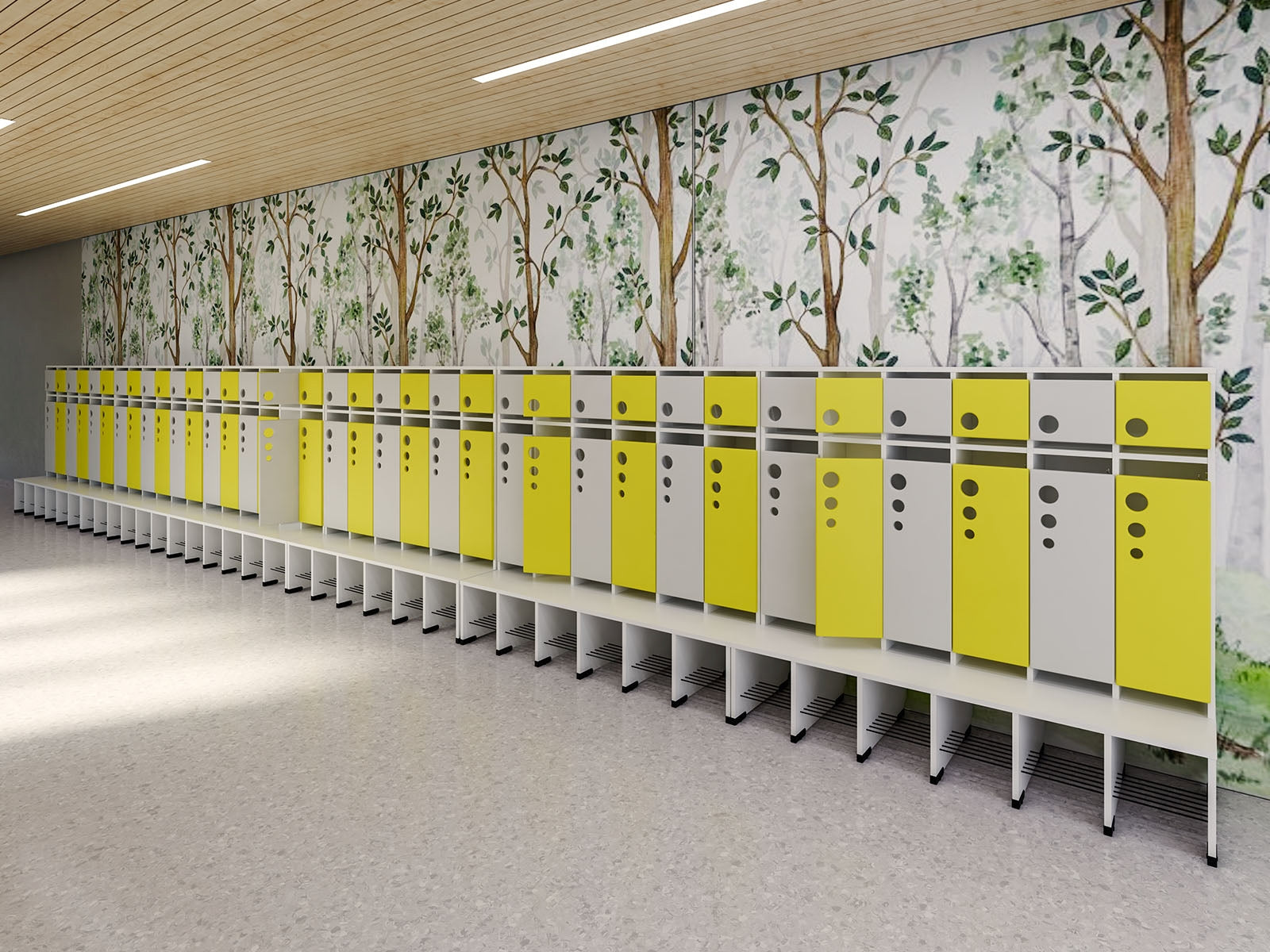 Garderobe Bubble-serie met bank, configureerbaar - verschillende kleuren