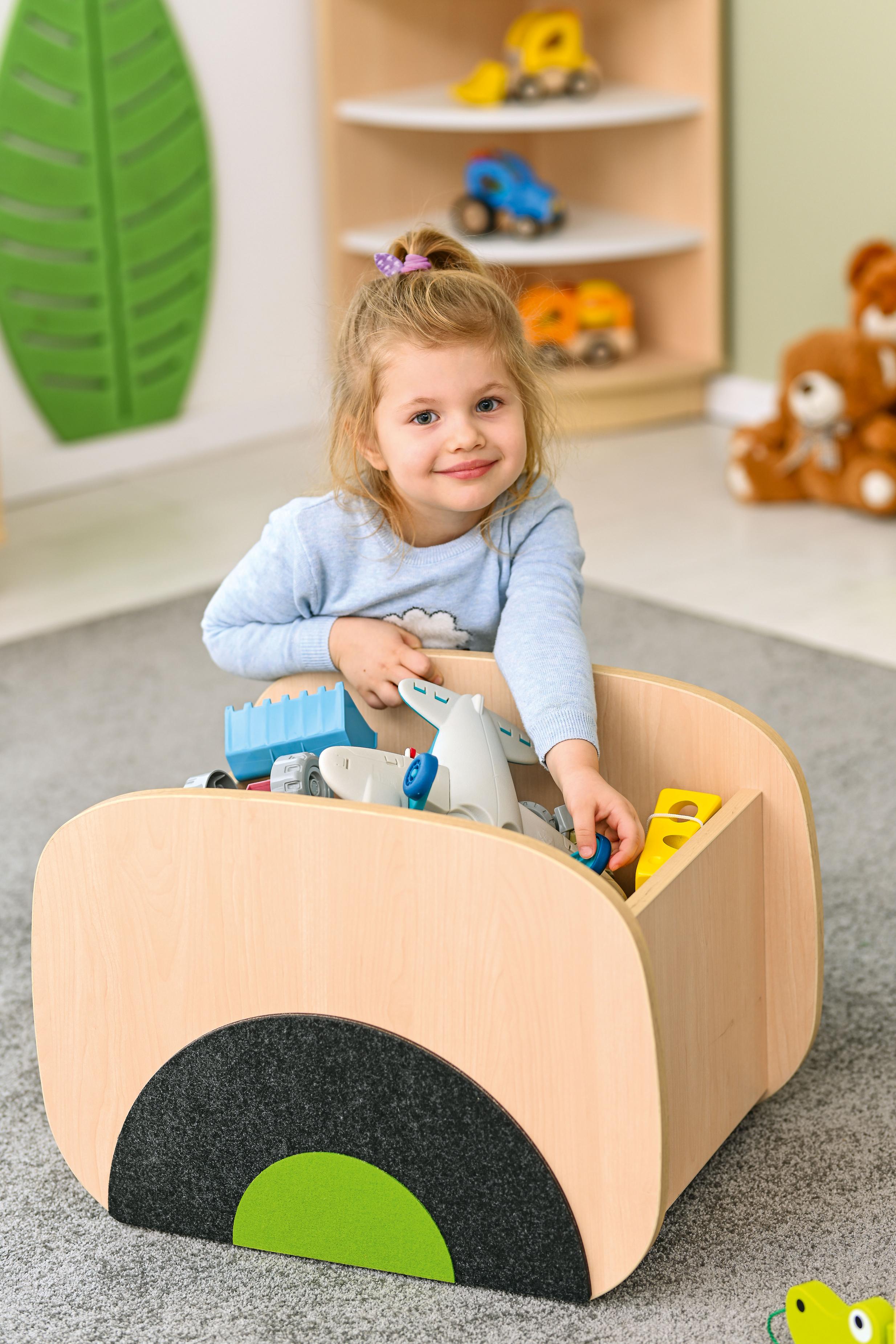 Flora Rollcontainer für Bücher – Praktisch, Mobil & Stilvoll - Produkt wird im Kindergarten oder Schule genutzt.