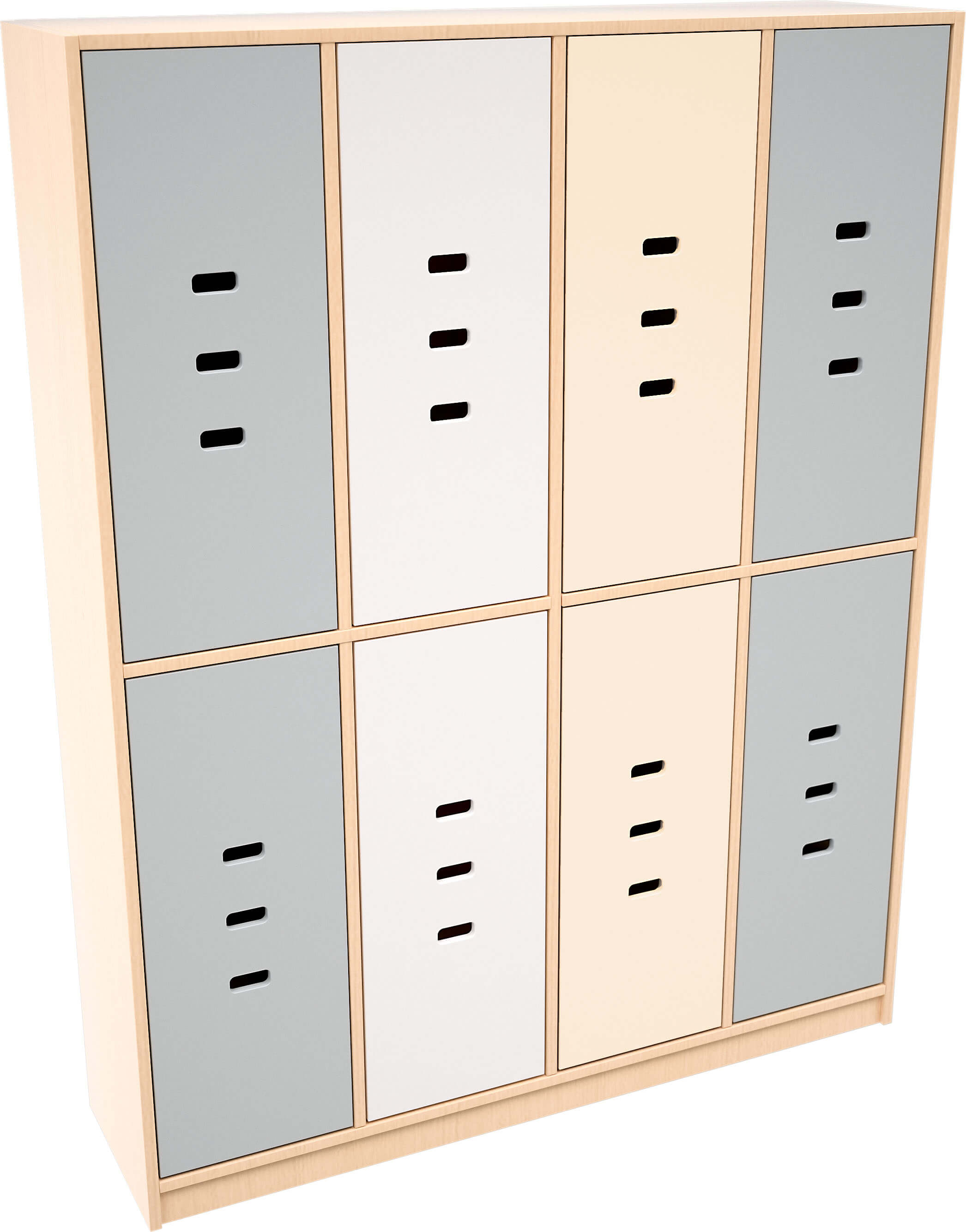 Garderobe Rainbow 2-8 Einheiten, optional mit Türen, 12 versch. Farben, versch. Höhen/Breiten. Geeignet für Kita, Kindergarten und Schule.