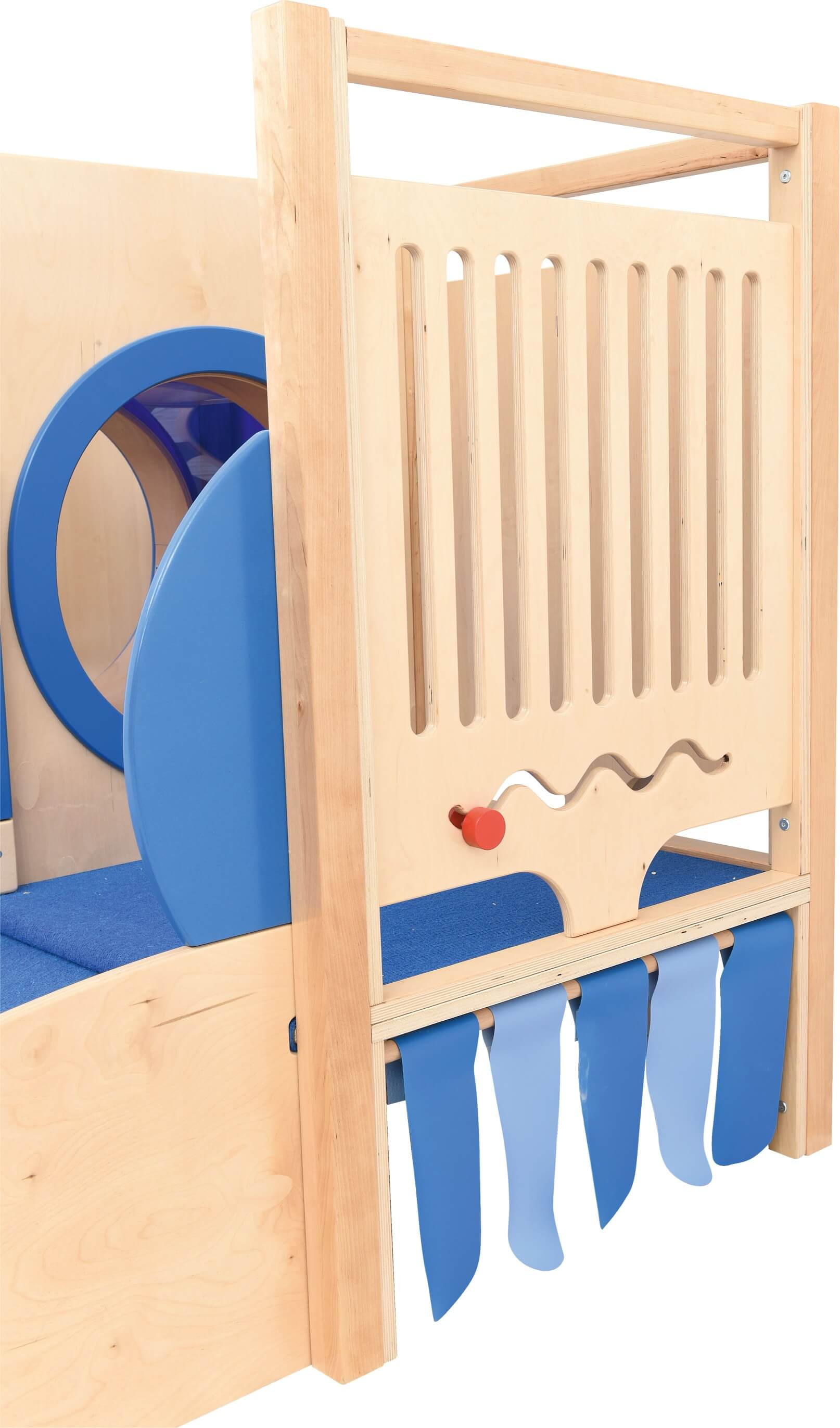 Kindergarten und Krippen Spielpodest U-Boot 2 Detailansicht Spielwand für Motorik