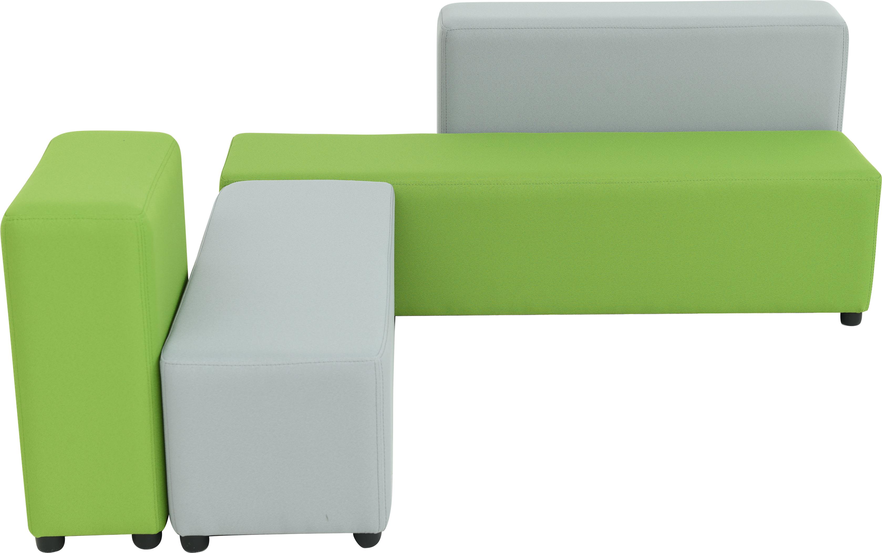 Modulare Sitzlandschaft in Grau und Limone für Lobbys.