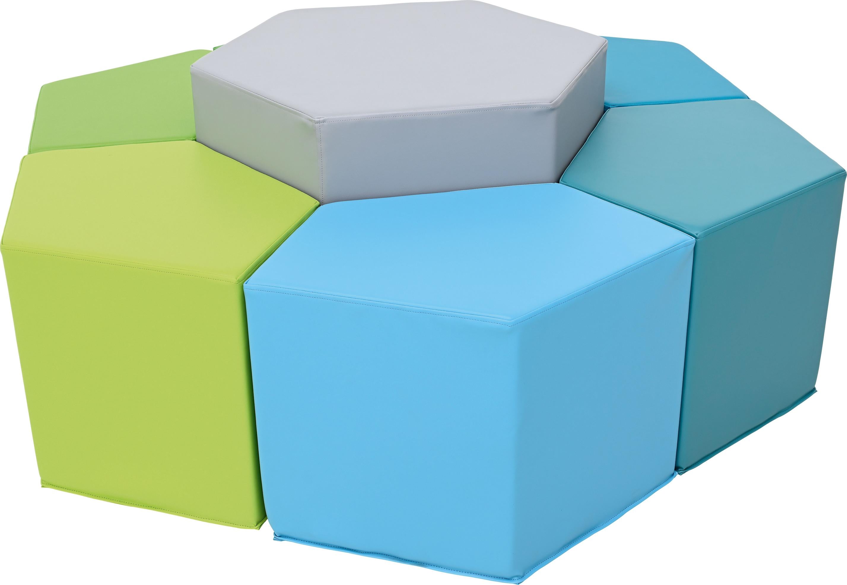 Schaumstoff-Sitzgruppe Loris 1, Sitzhöhe 38cm, mit bunten Hockern