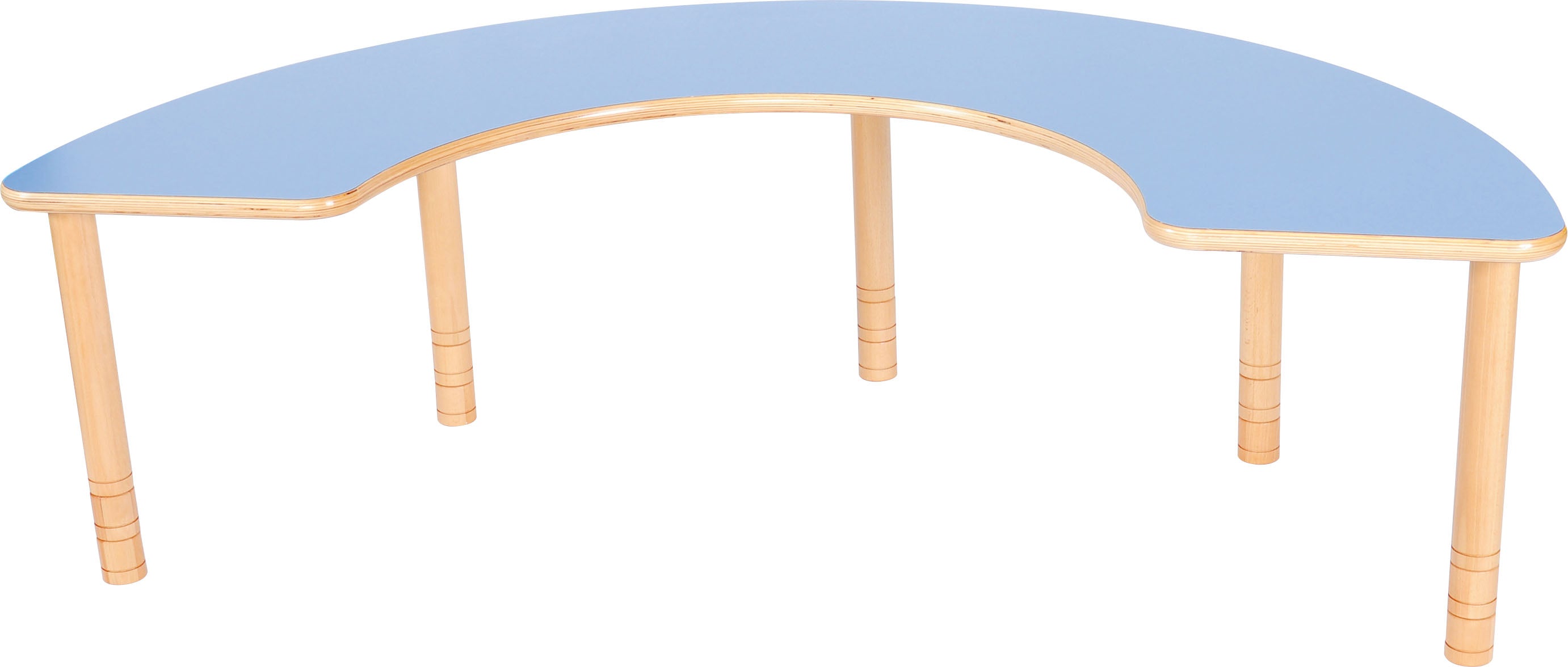 Tisch in hufeisenform für Kindergarten und Krippe blau