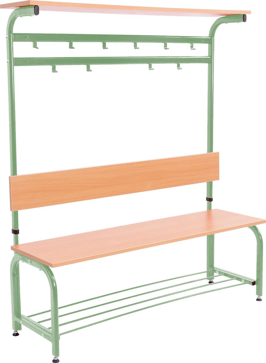 Umkleidebank, höhenverstellbar 141-179 cm, in 4 Farben, mit Haken