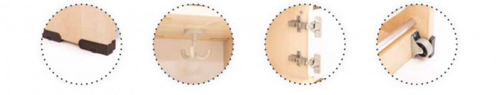 Garderobe Bubble-Serie mit ausziehbarer Bank, schwer entflammbar Konfigurierbar - versch. Farben und Größen