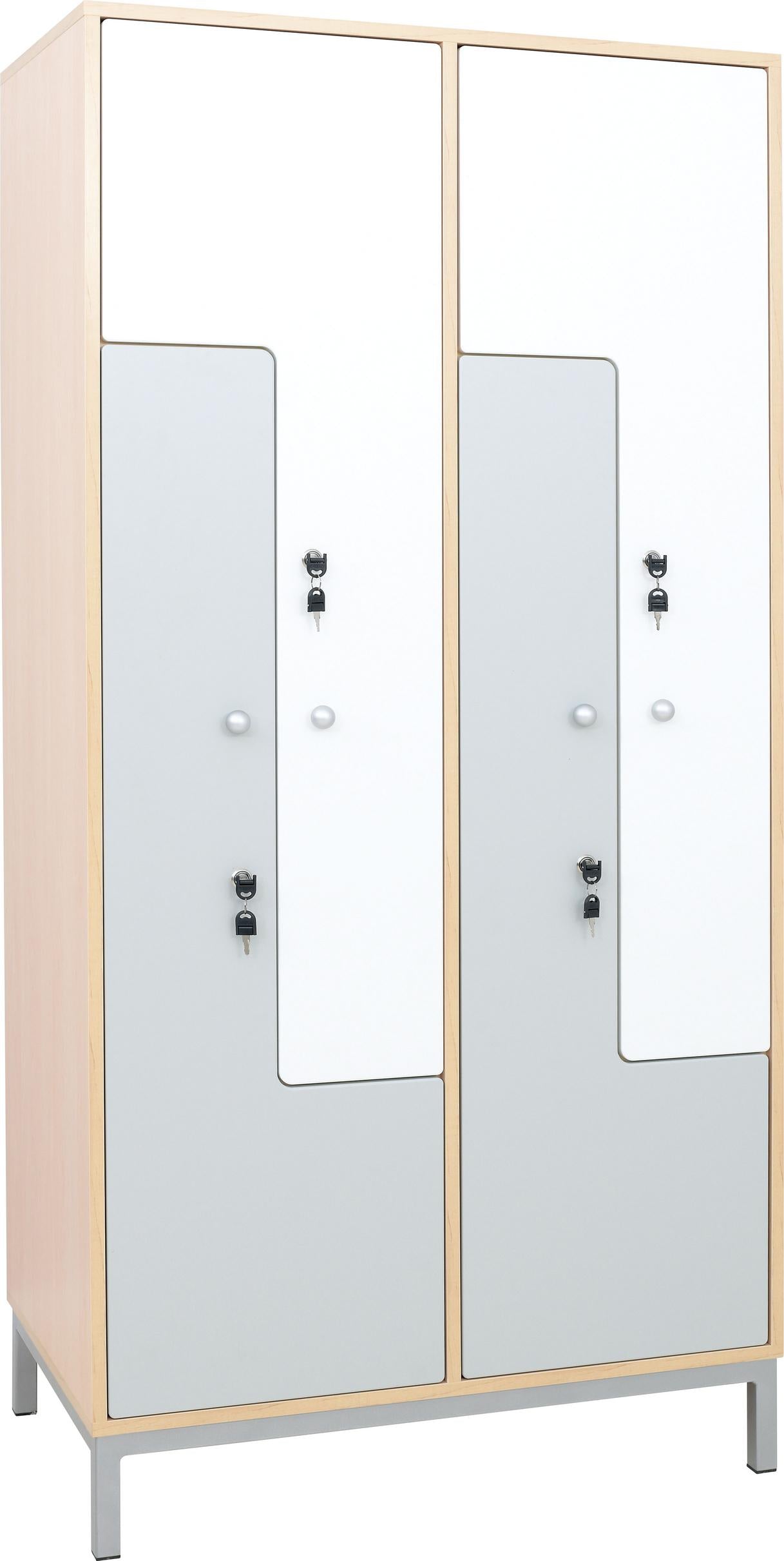 Kleiderschrank für Personal, Erzieher oder Schüler, graue Türen.