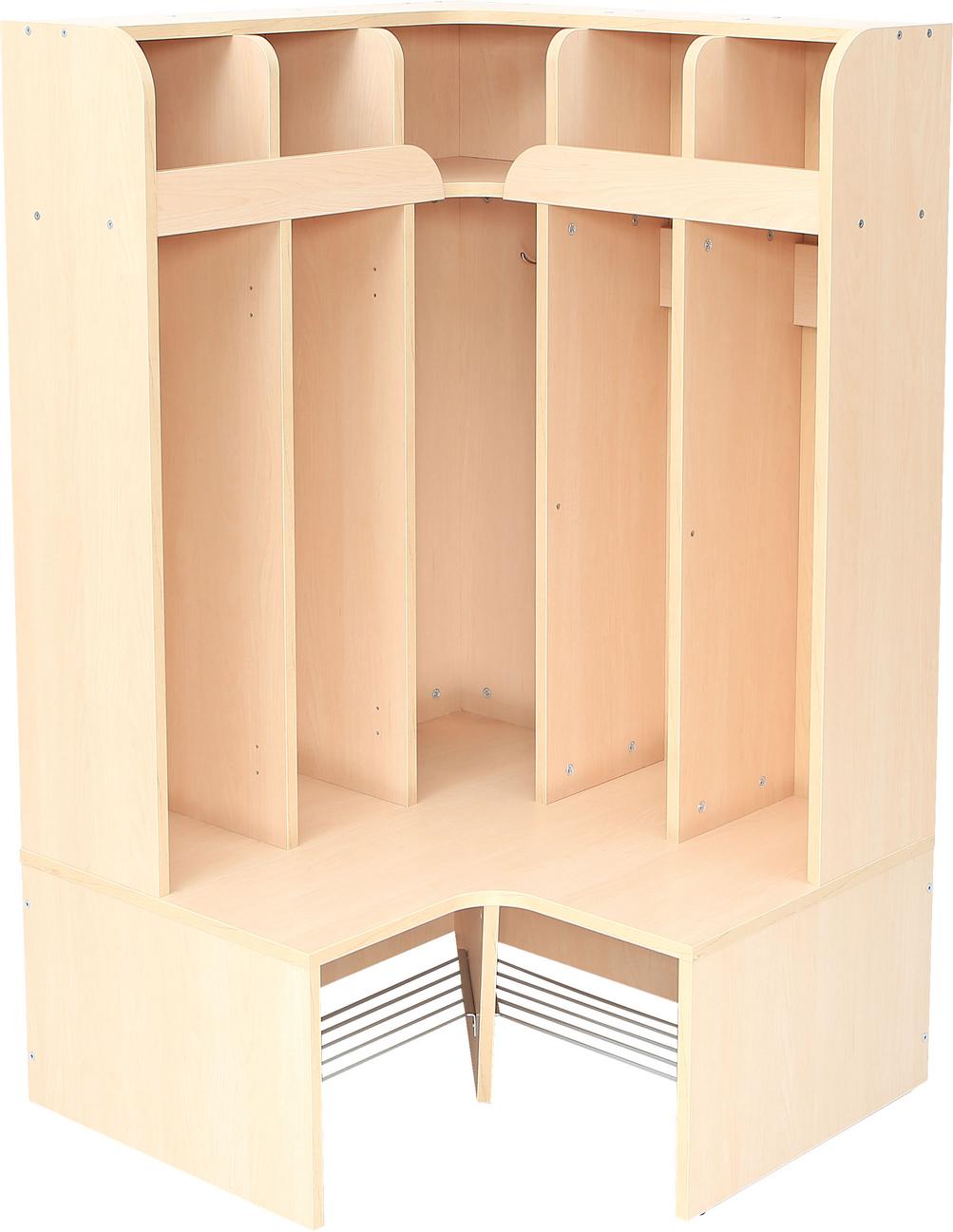 Eckgarderobe Mariposa schwer entflammbar mit Fächern und Schuhrost, 26 cm