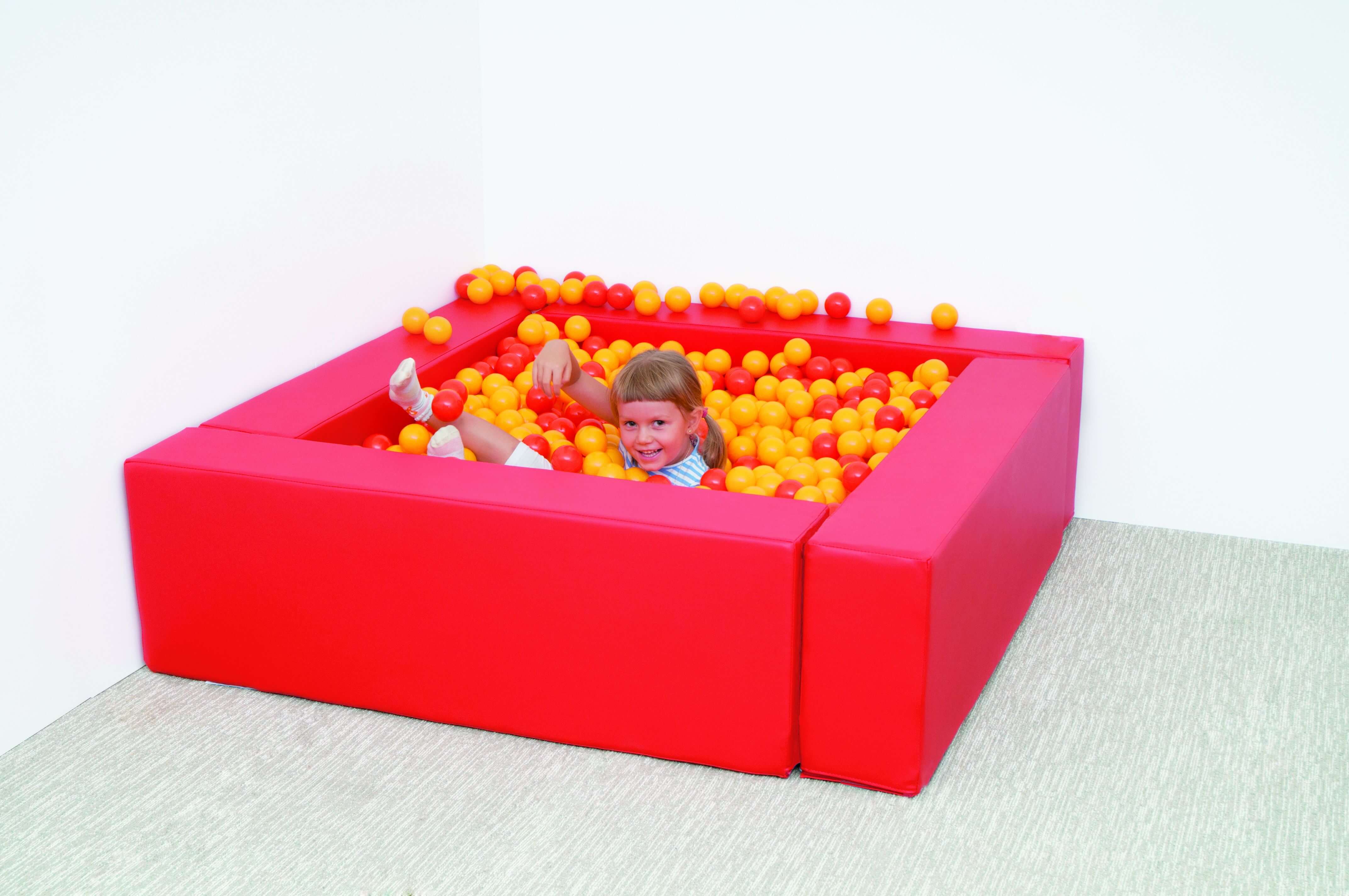 Piscine à balles - Square Pool - rouge/jaune 140x140x41, balles en option