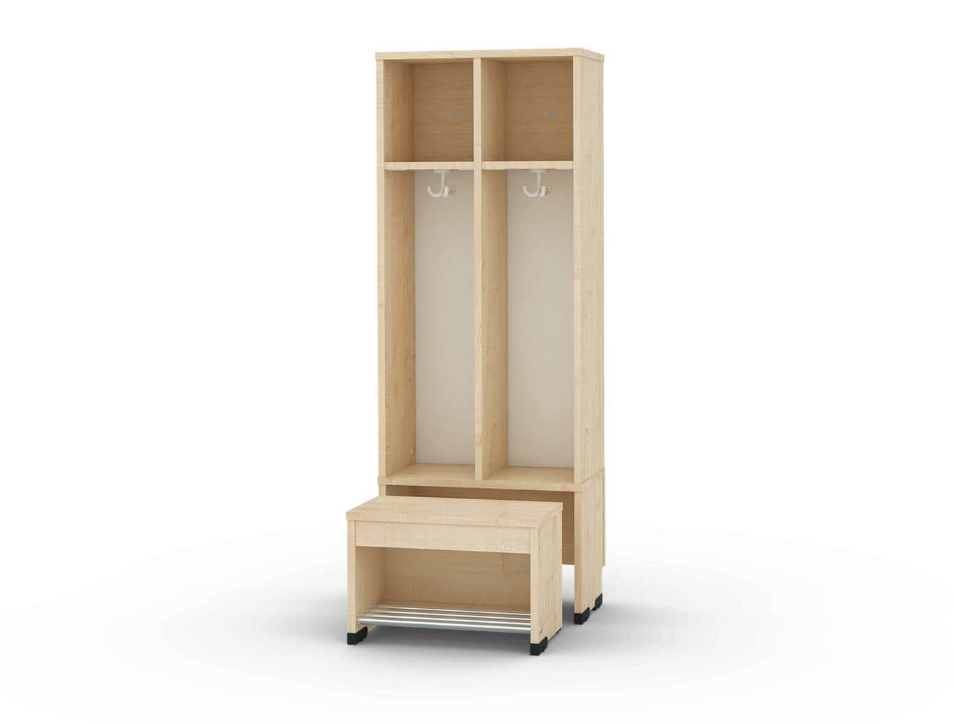 2-persoons garderobe met uittrekbare bank H=26cm Bubble-Flex-serie - moeilijk ontvlambaar