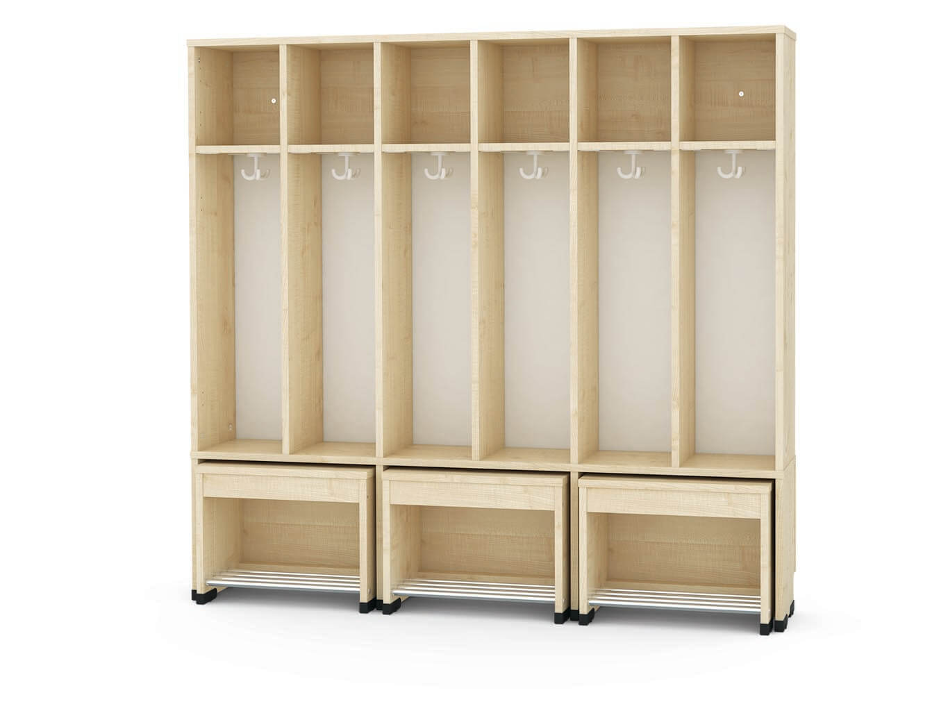 Vestiaire 6 places avec banc extensible H=31cm série Bubble-Flex