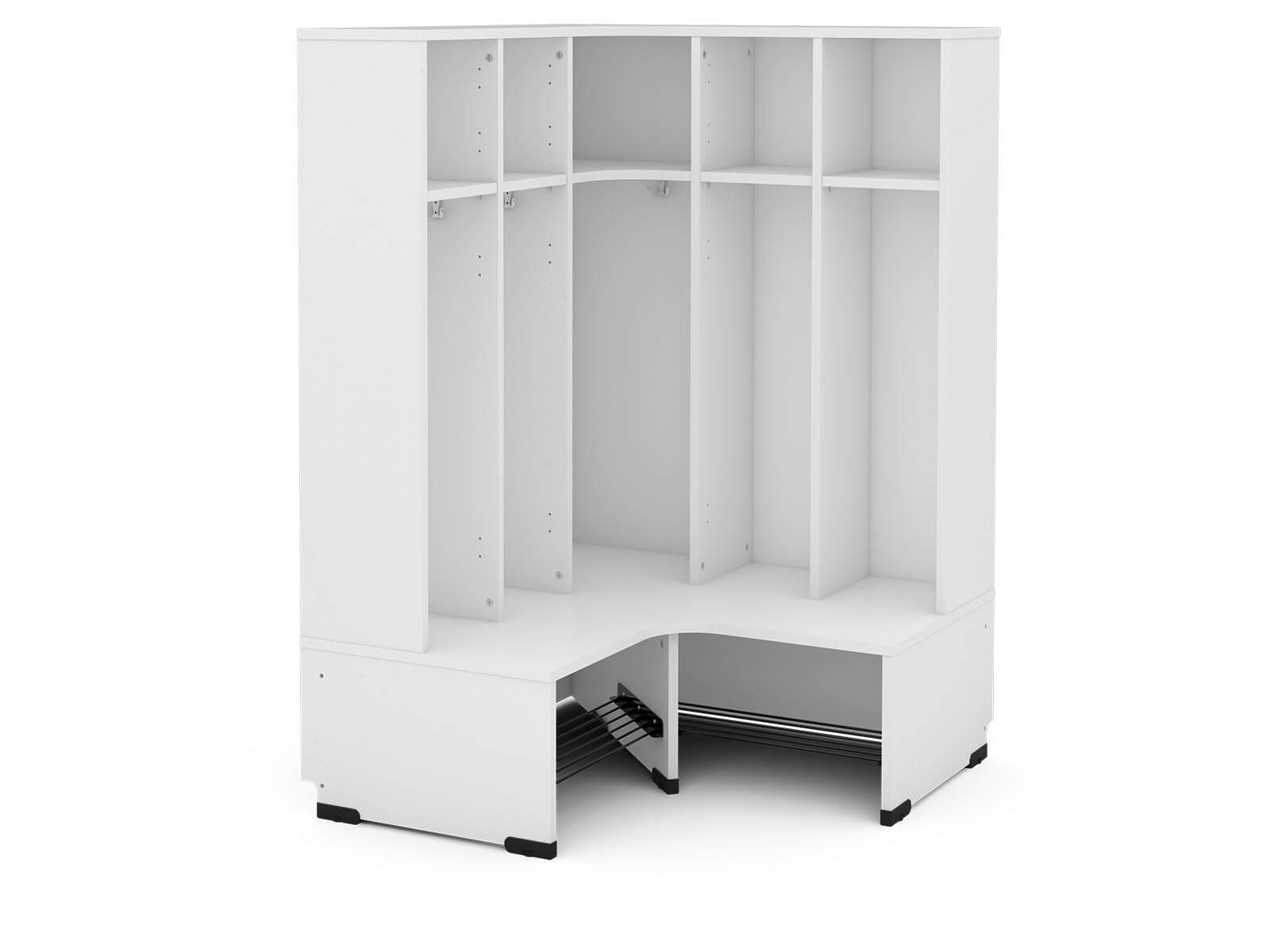 5er-Eck-Garderobe mit Bank in weiß H=31cm Bubble-Serie